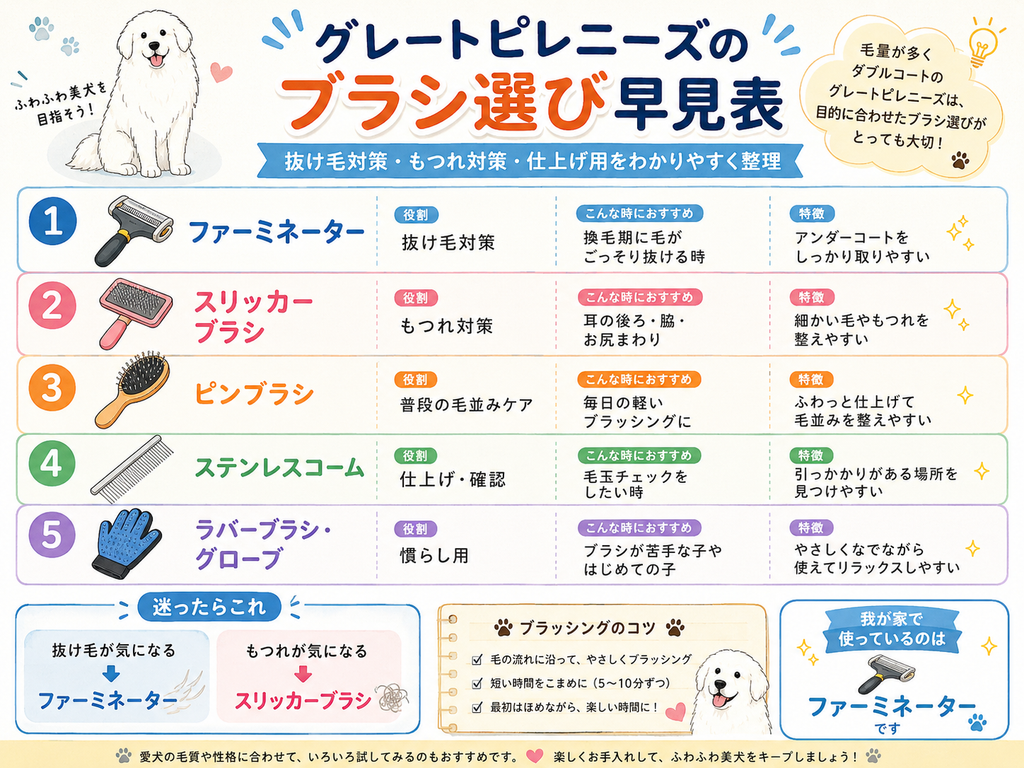 ブラシ早見表