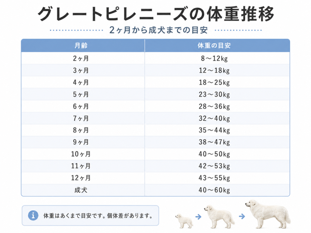 グレートピレニーズの体重推移