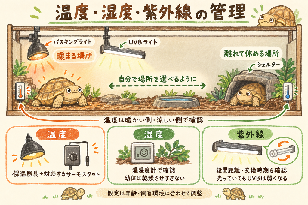 リクガメの温度管理